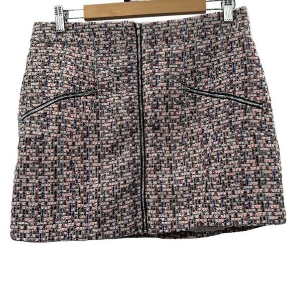 Asos Design Boucle Tweed Front Zip Mini Skirt with Pockets Size 10 - Picture 3 of 8
